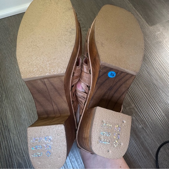 Bed Stu Shantel Platform Chunky Brown Tan Leather Mule Sandal Clogs - Picture 9 of 10